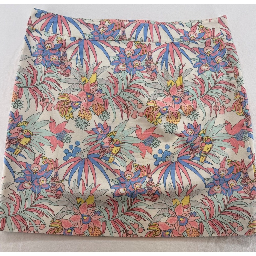 NWT Talbots Tropical Parrot Floral pencil Mini Skirt Size 16 pastel Resort - Picture 7 of 8